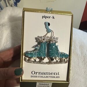 Piper K blue ice skates 2025 ornament